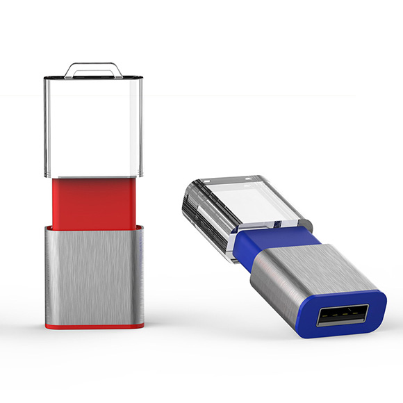New push-pull acrylic usb pen drive with LED light LWU1016
