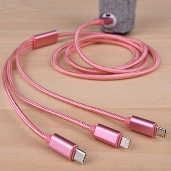 Hottest 3 in 1 braided 1.2m charging cable LWU-DC1