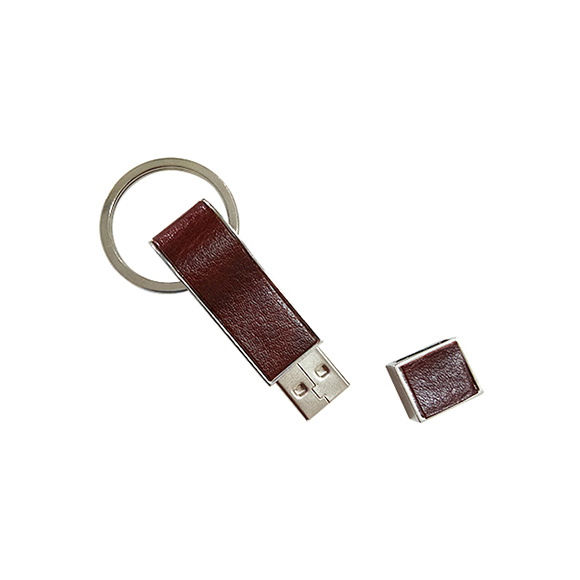 Custom embossing logo keyring pu and real leather usb pen drive LWU821