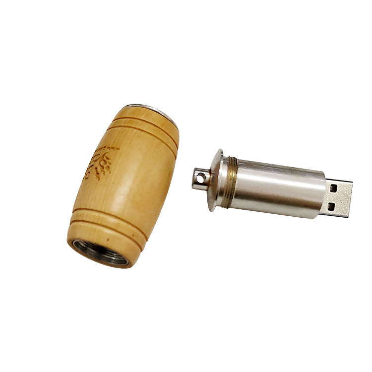Factory direct price barile bottle shaped Wooden flash drive LWU891