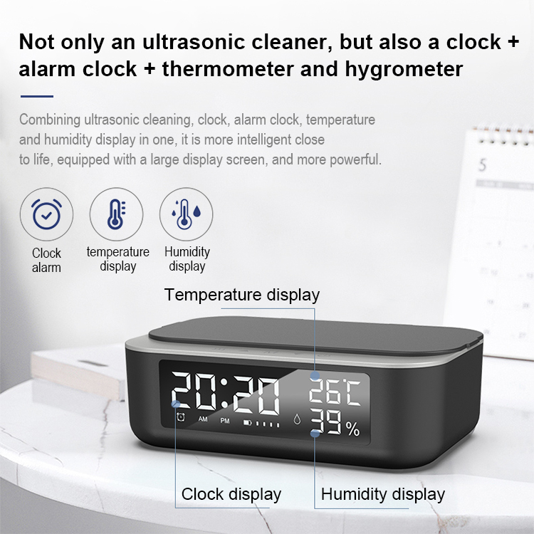 2021 new arrival Alarm clock ultrasonic cleaner LWS-6055