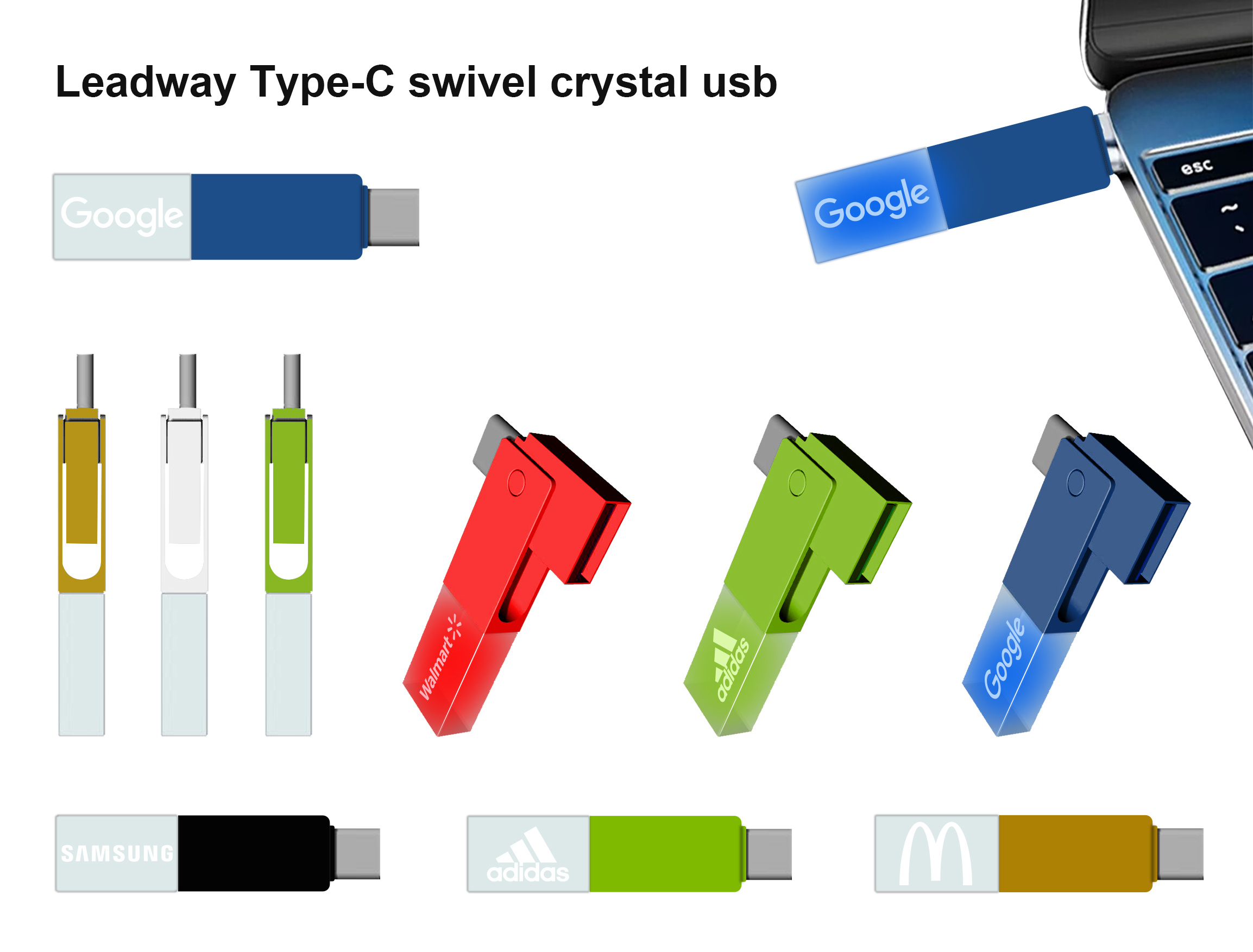 New Arrival: Swivel Crystal Type-C with USB 2in1 USB Drive