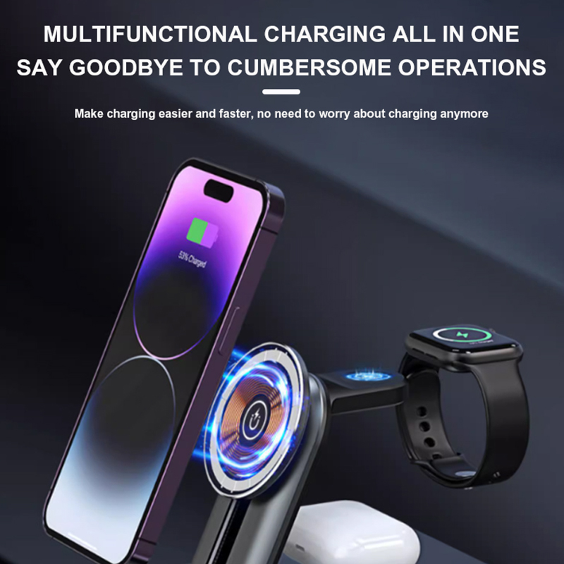 2024 New PUNK STYLE 3 IN 1 MAGNETIC WIRELESS CHARGER WITH LED LIGHT LWS-010