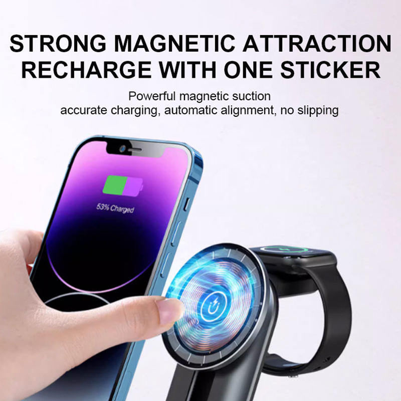 2024 New PUNK STYLE 3 IN 1 MAGNETIC WIRELESS CHARGER WITH LED LIGHT LWS-010