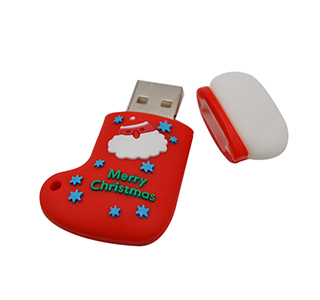 Best Christmas gift Christmas stocking shaped PVC usb flash drive LWU1063