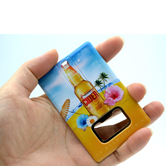 Credit card shaped pen drive with bottle opener function LWU1008