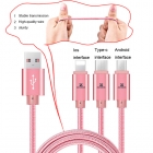 Charging Cables - Hottest 3 in 1 braided 1.2m charging cable LWU-DC1