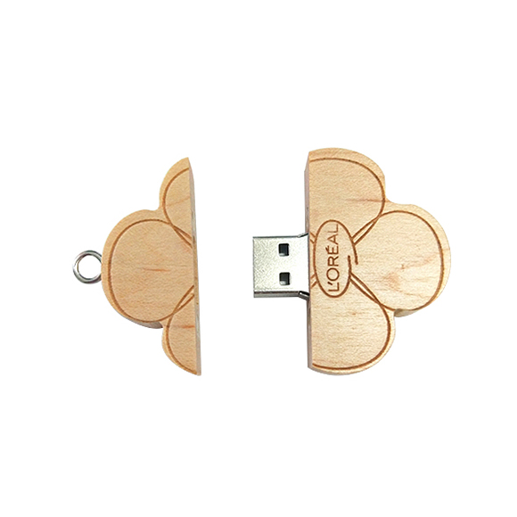 Eco-friendly flower shaped 8gb free custom logo wooden flash drive LWU1042