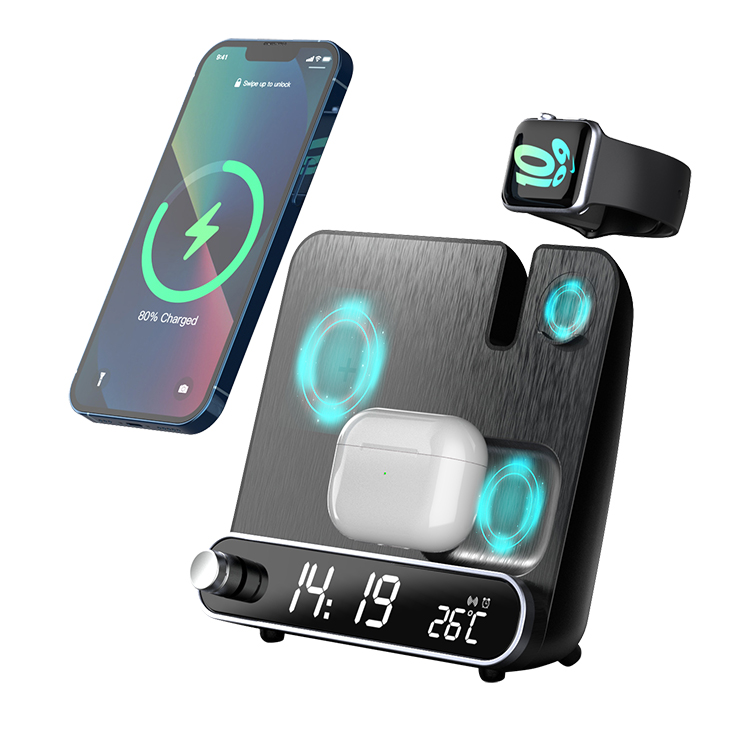Alarm clock Date Temperature Wireless charger for phone headset iwatch LWS-003