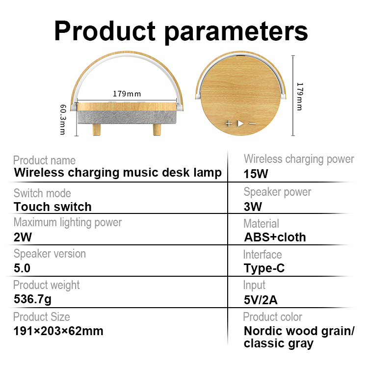2022 new 15W Clap lamp wireless charger bluetooth speaker LWS-6063