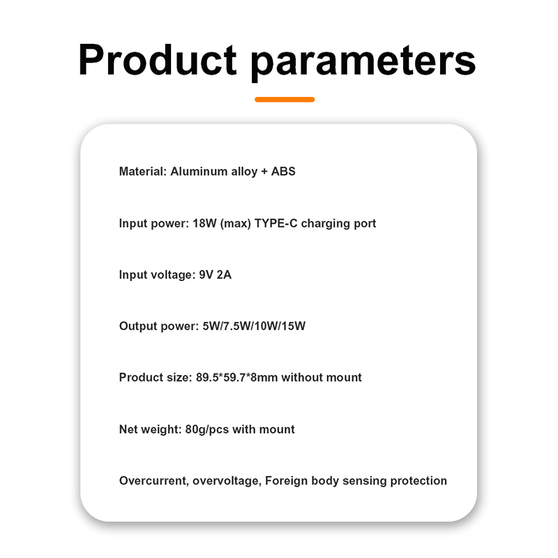 2024 new model 15W metal car magnetic wireless charger L-C19