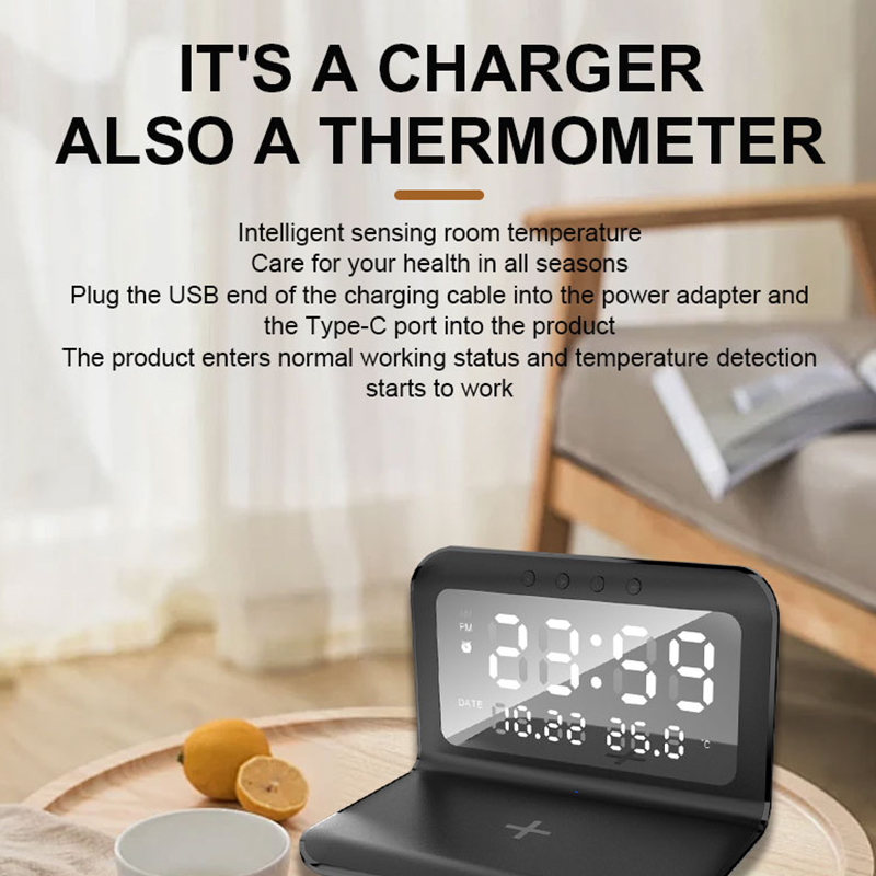 2024 New Clock Alarm Clock Temperature Display Desktop Wireless Charging L-SZ-02
