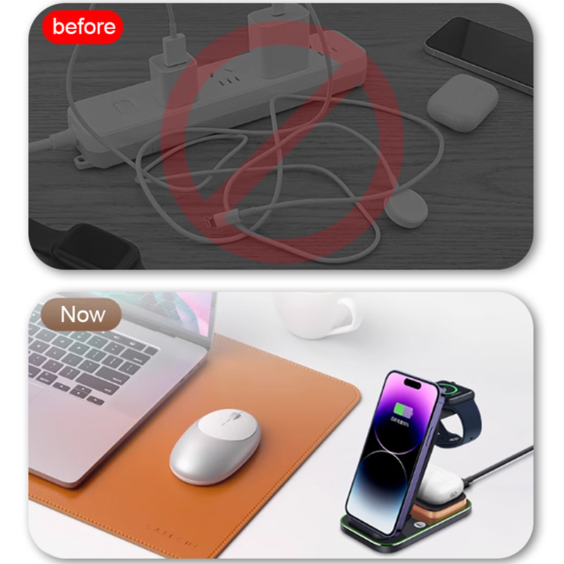 2024 New PUNK STYLE 3 IN 1 MAGNETIC WIRELESS CHARGER WITH LED LIGHT LWS-010