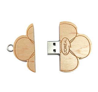 Flower shaped wooden flash drive LWU1042